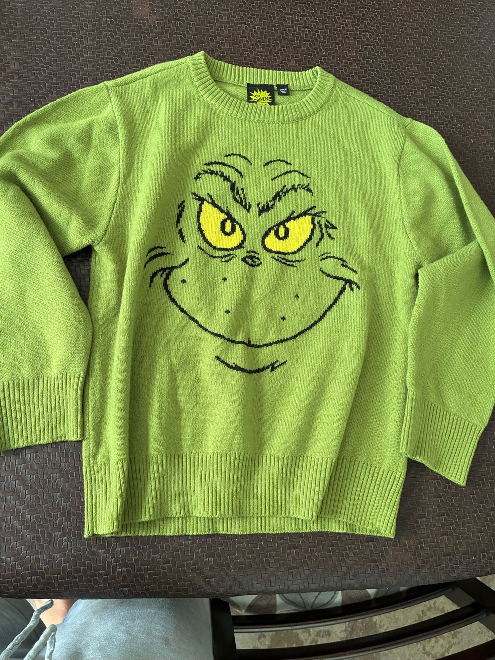 Green Grinch Face Knit Sweater - Men's